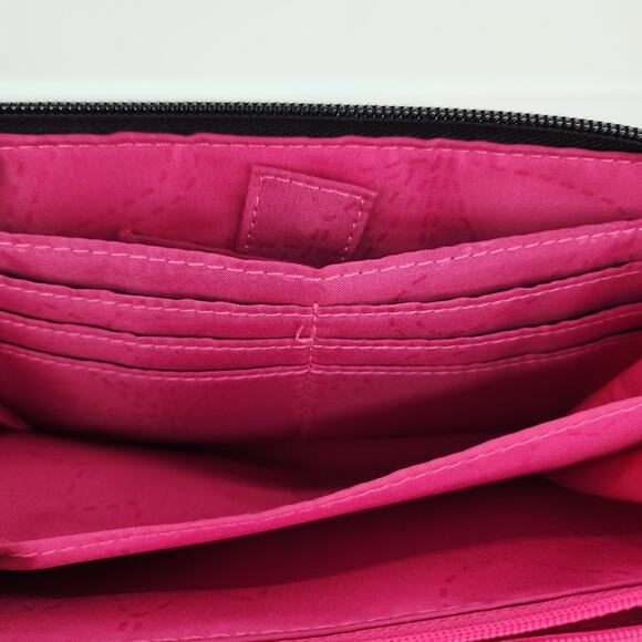 Lily Bloom Clutch Floral Black Pink Flower Zip Around Wallet Accordion Organizer - Picture 10 of 15